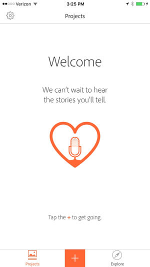 adobe voice start new project