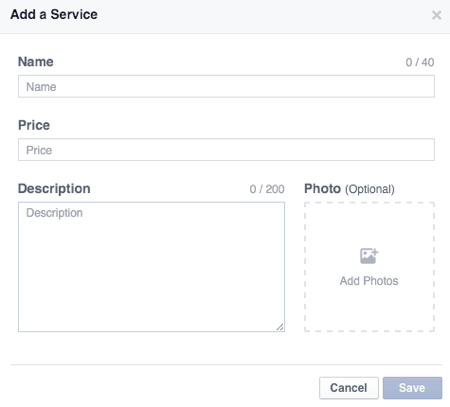 add facebook service details