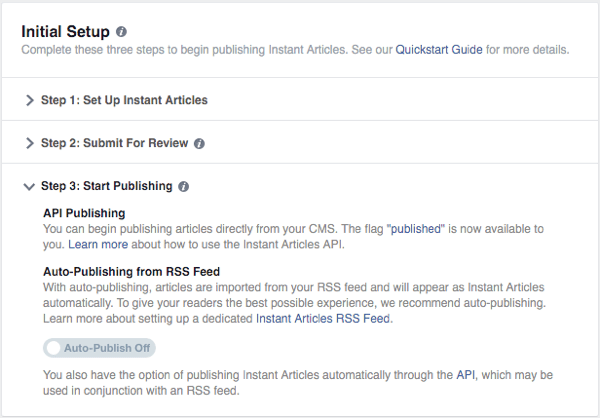 facebook instant articles set up