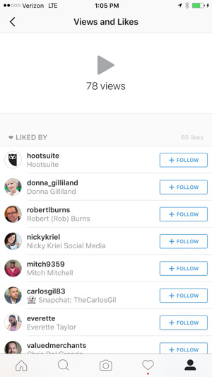 Instagram Video Ansichten und Likes