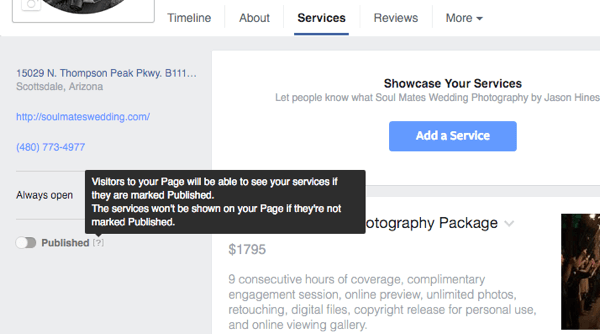 publish facebook service