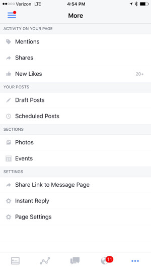 copy messaging link in facebook pages app