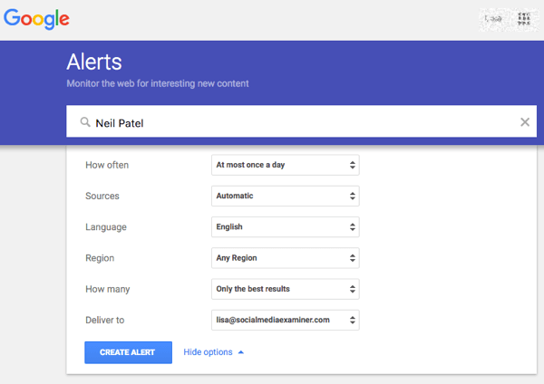 google alert set up