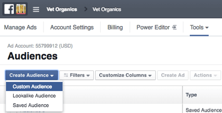 facebook upload customer database