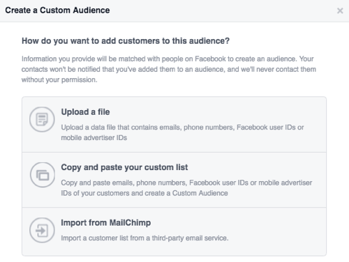 facebook upload customer database