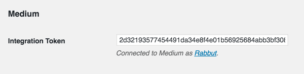 medium wp plugin integration token