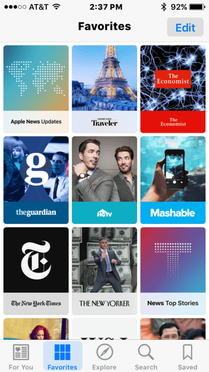 apple news favorites