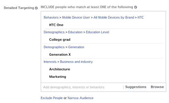 facebook ad detailed targeting