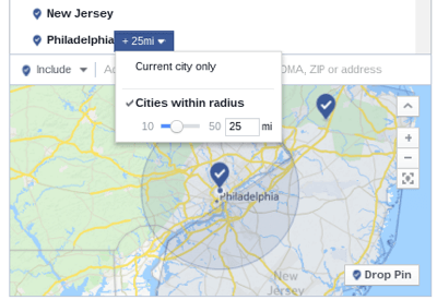 facebook ad target radius