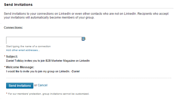 linkedin group send invitation
