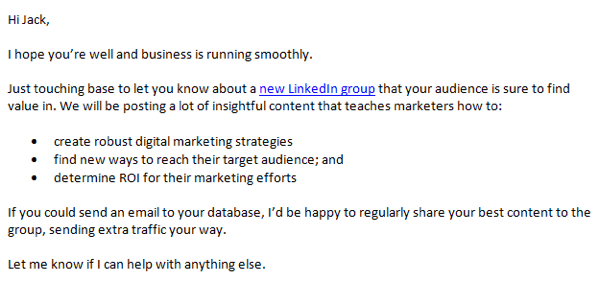 linkedin group outreach email