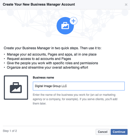 facebook business manager create account