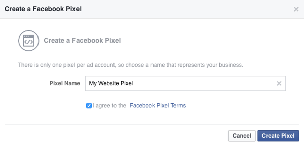 facebook ads create pixel