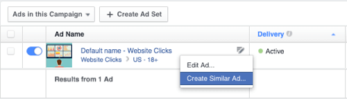 facebook create similar ad