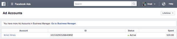 facebook ads manage accounts
