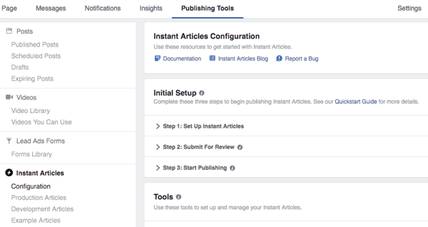 facebook publishing tools instant articles
