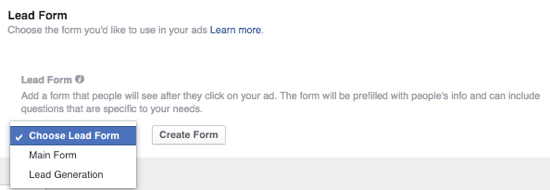 facebook publishing tools lead forms