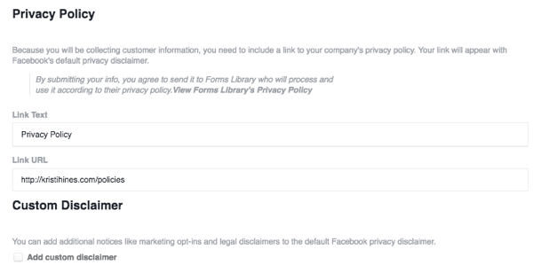 facebook publishing tools lead forms