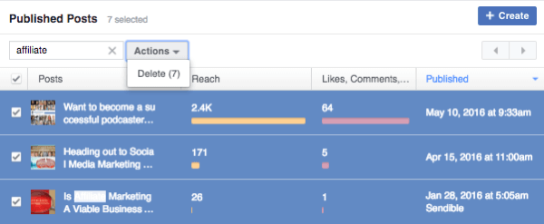 facebook publishing tools posts