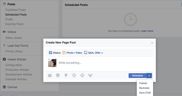 facebook publishing tools posts