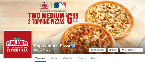 facebook cover photo papa johns