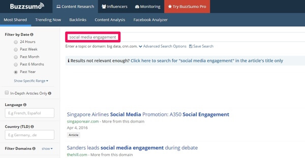 buzzsumo search results