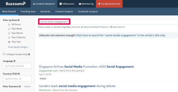 buzzsumo search results