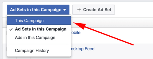 facebook ads manager select campaign