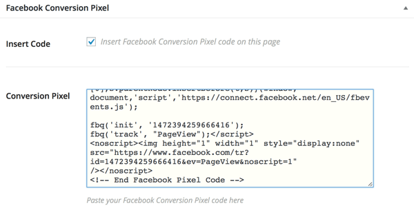 facebook conversion pixel plugin