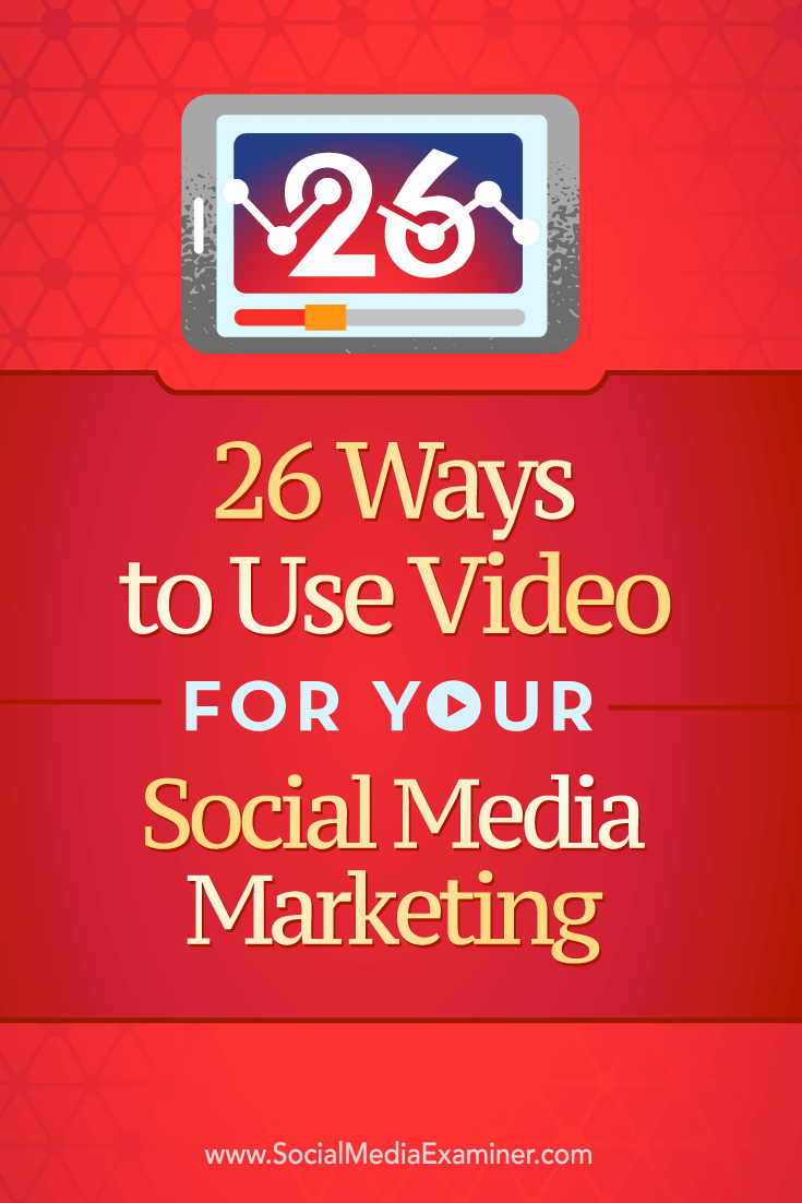 Tips on 26 ways you can use video in your social marketing.