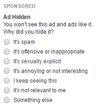 facebook ad menu feedback options