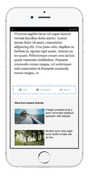 facebook instant article feedback button