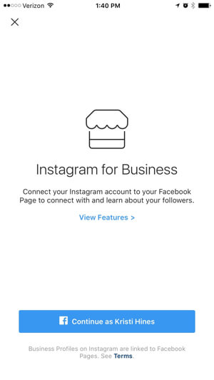 instagram business profile connect to facebook page - what does following under instagram name mean