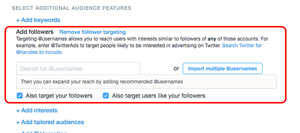 twitter ad target usernames