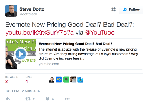 steve dotto tweet with youtube link