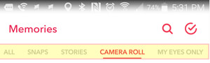 snapchat memories tabs