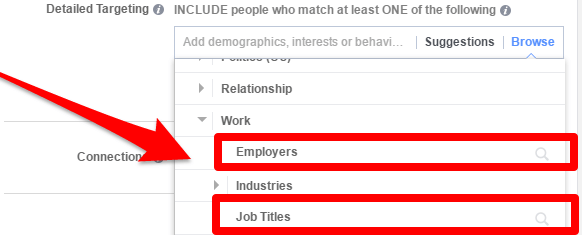 facebook ads target job titles and employers