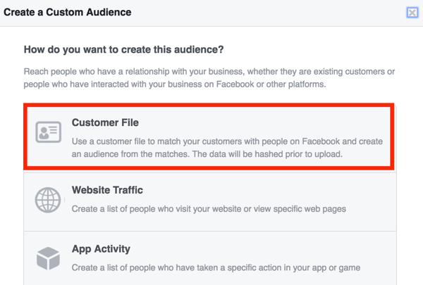 facebook create custom audience
