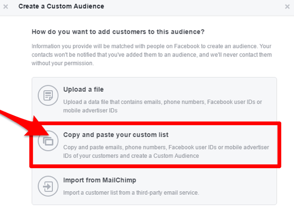 facebook create custom audience