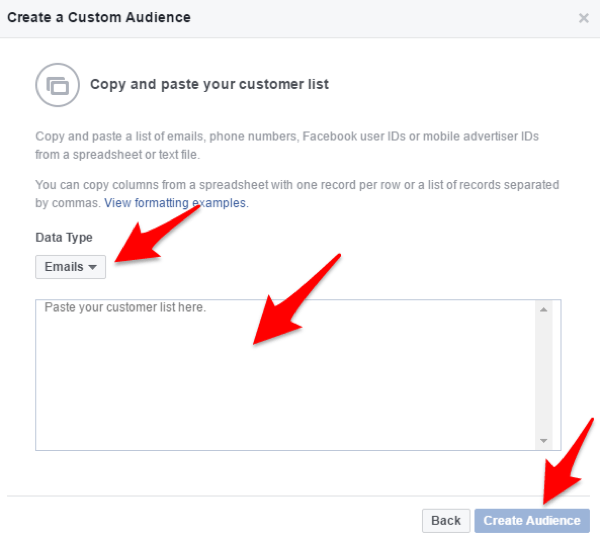 avfacebook create custom audienceiary