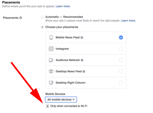 facebook video wifi targeting