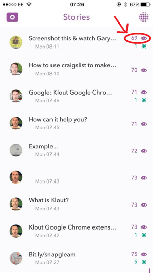 snapchat screenshots metric