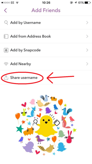 snapchat share username