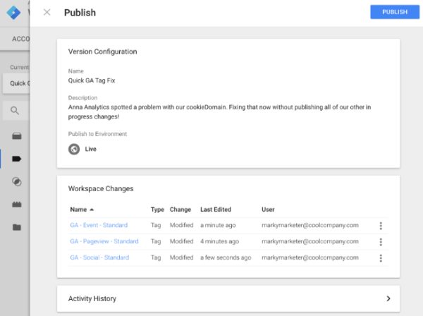 google analytics workspaces