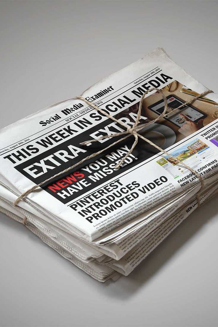 Pinterest Rolls Out Promoted Video Pins and other social media news for August 20, 2016.