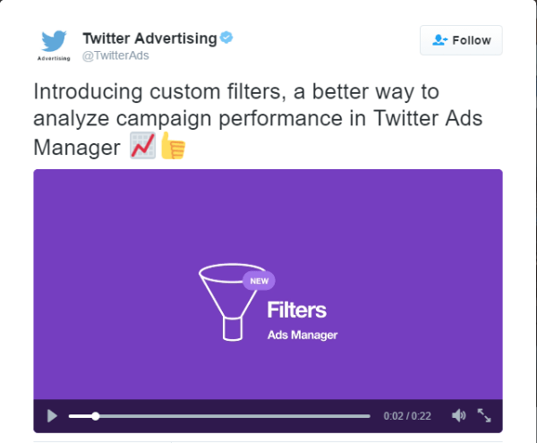 twitter ads manager custom filters