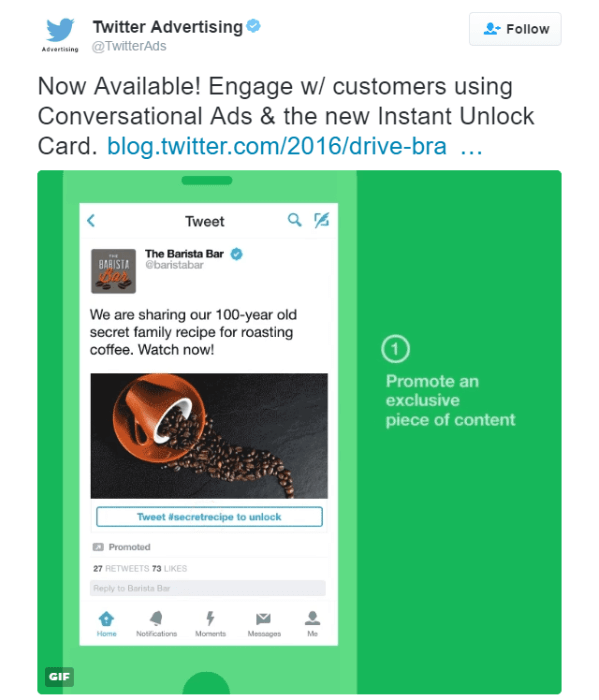 twitter ads instant unlock cards