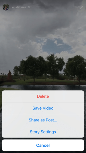 instagram story options