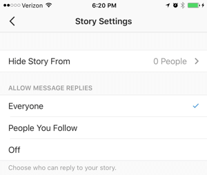 instagram stories settings