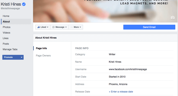 about tab for new facebook page design